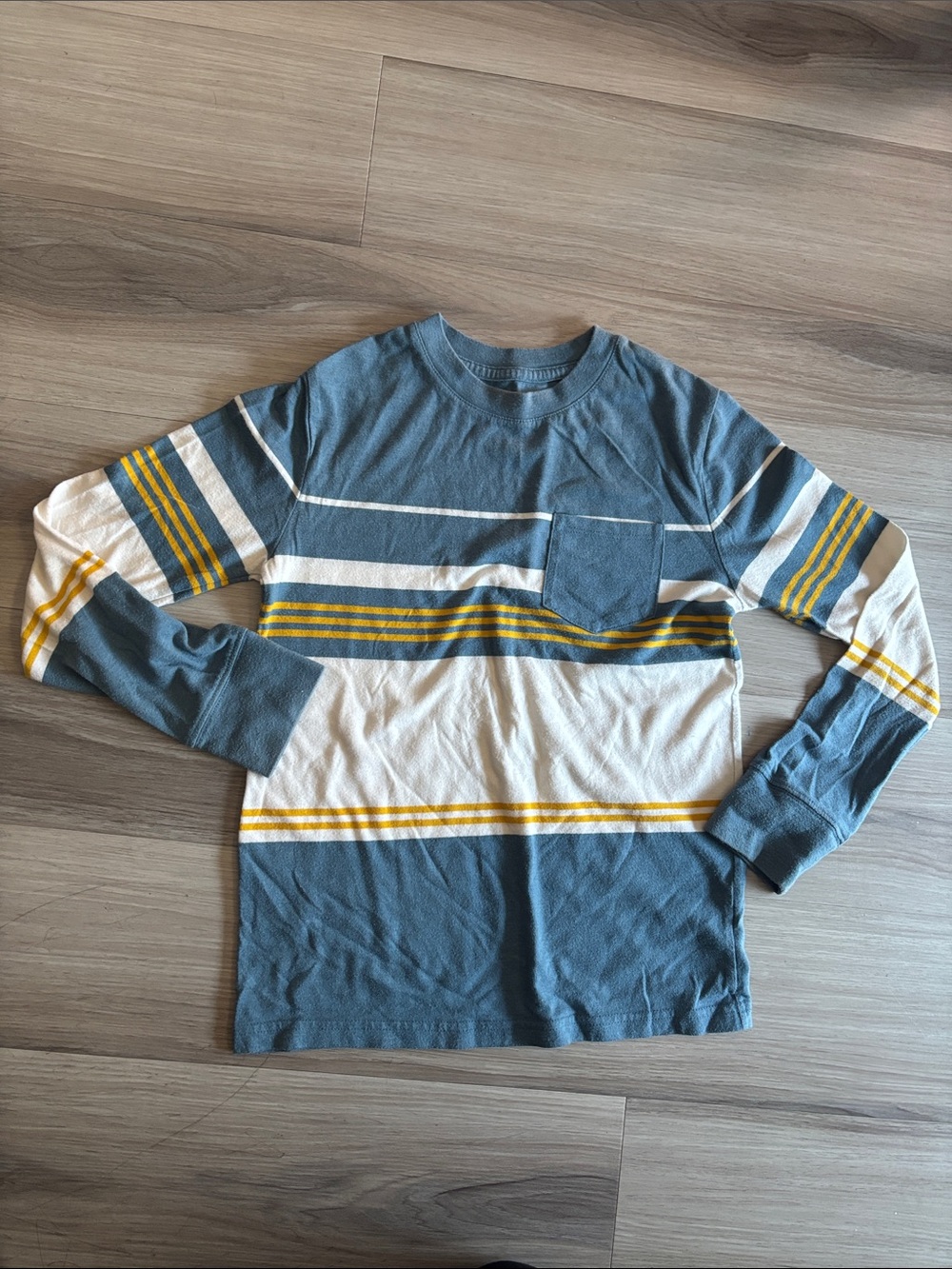 Cat & Jack Blue, White & Yellow Striped Long-Sleeve Tee